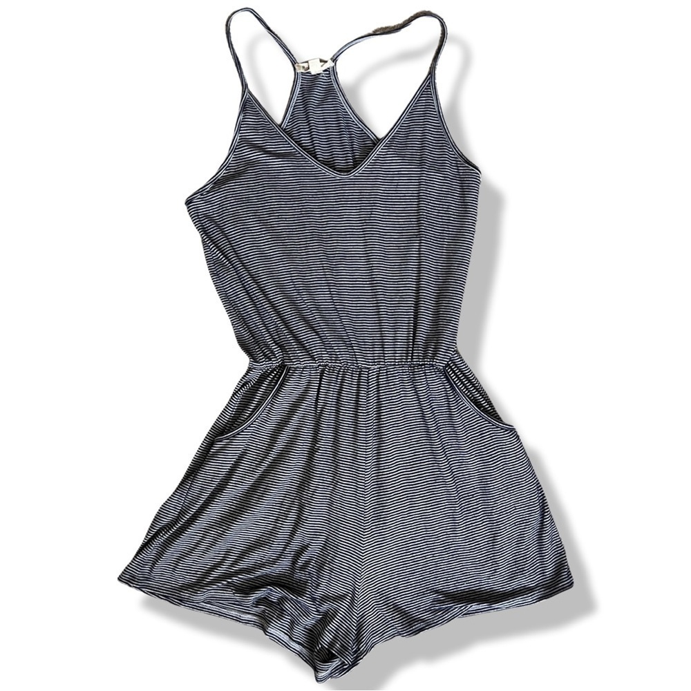 Navy & White Striped Romper Size Medium